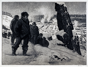 Martin Lewis (American, 1881-1962) Above the Yards, Weehawken, 1918 Aquatint and etching, 17 ½ x 23 ¼” Collection of Dr. Dorrance T. Kelly ©Estate of Martin Lewis