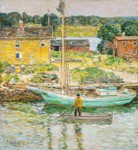 Hassam_Sloop Childe Hassam (American, 1859 – 1935) Oyster Sloop, Cos Cob, 1902 Oil on canvas National Gallery of Art, Washington, Ailsa Mellon Bruce Collection, 1970.17.100