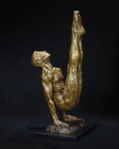 Pictured is Richard Stravitz's V Seat which was inspired by the flexibility, strength, and balance that helped Kurt Thomas excel in the world of gymnastics during the late 1970s.