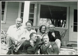 Photo of Yves Tanguy and his artist friends (Back: Yves Tanguy, Kay Sage, Maria Martins and Frederick Kiesler, Front: Marcel Duchamp and Enrico Donati). Photo courtesy of Andre Cariou.