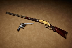 Rifle and gun of Buffalo Bill Cody, one of O.C. Marsh's guides on his first fossil-hunting expedition in the American West. Photo credit: Robert Lorenz